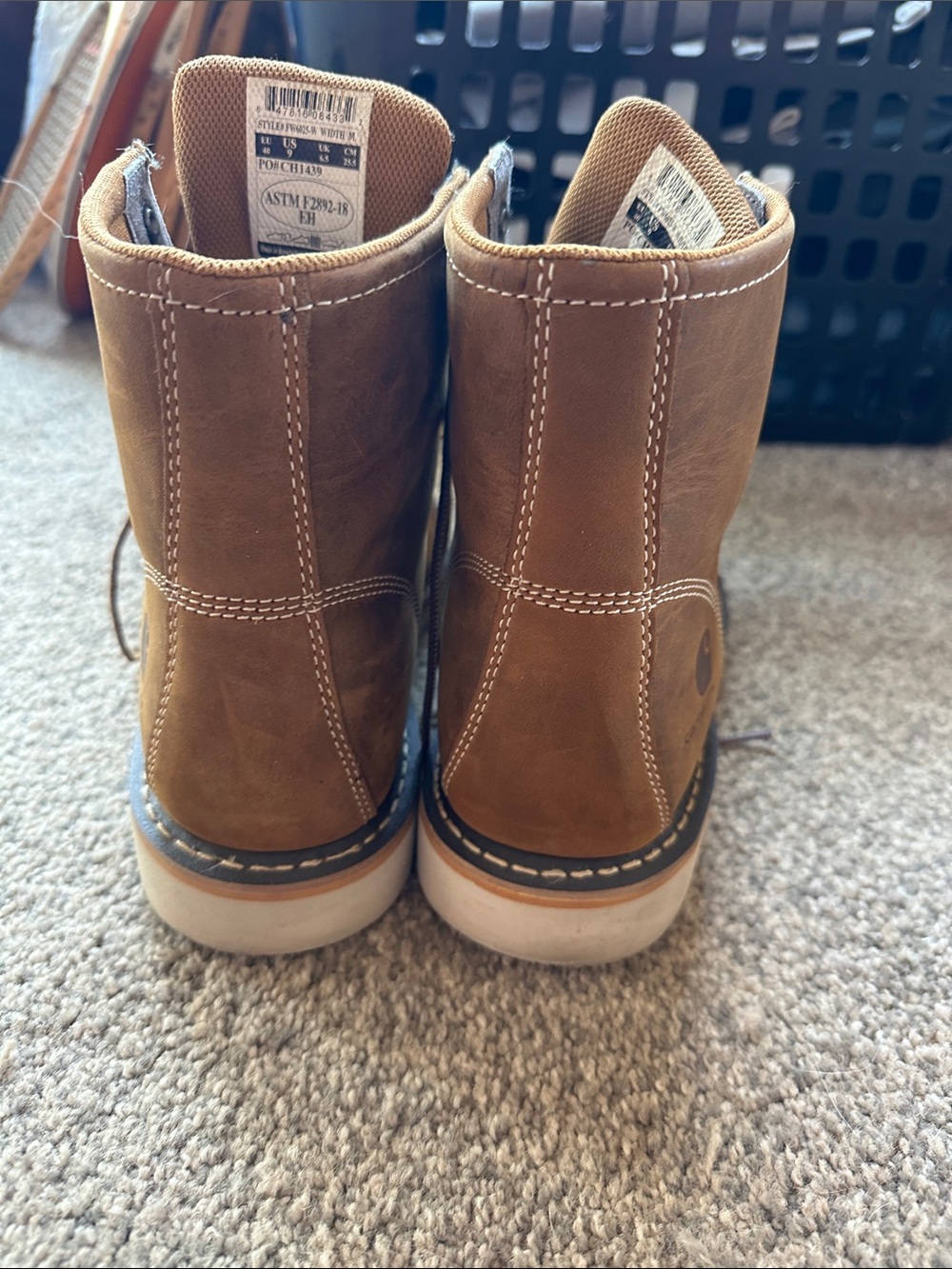 Carhartt Tan Brown Moc Toe Work Boots - Lace-Up Leather - Picture 3 of 6